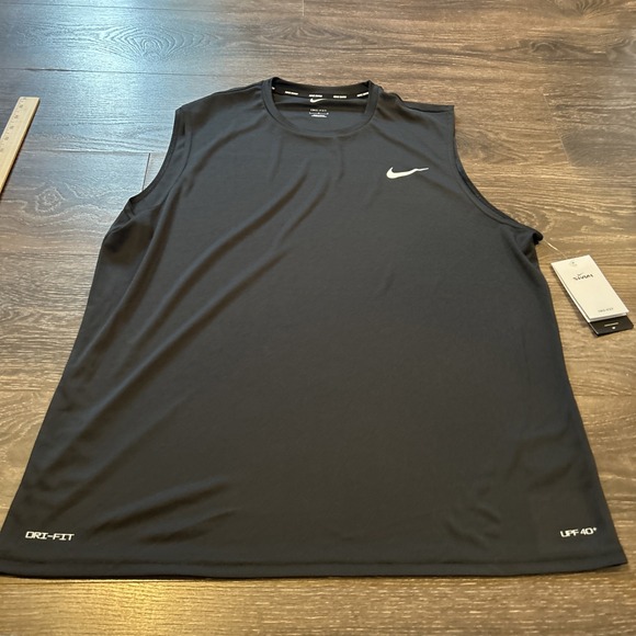 NWT Nike DRI-FIT Swim Hydroguard Men's Large Sleeveless Shirt Black NESSA585 - Picture 1 of 9